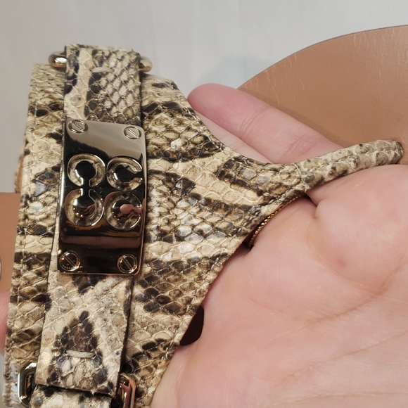 COACH Alberta Snakeskin Kitten Heel Thong Sandals - Picture 5 of 7